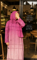 Ombre Front Open Korean Georgette Abaya with Mirror Work Embroidery