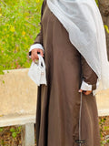 Harmony Teal Green Maxi Abaya in Premium Dubai Fabric with Elegant White Detailing