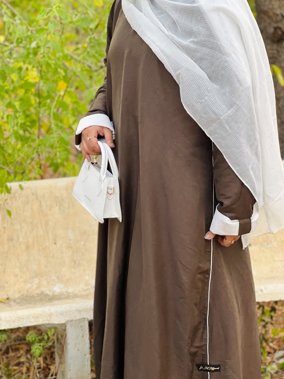 Harmony Teal Green Maxi Abaya in Premium Dubai Fabric with Elegant White Detailing